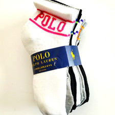 Polo Ralph Lauren Girls 6-Pairs Ankle Socks 6pk sport socks Size S Shoe 8-9.5