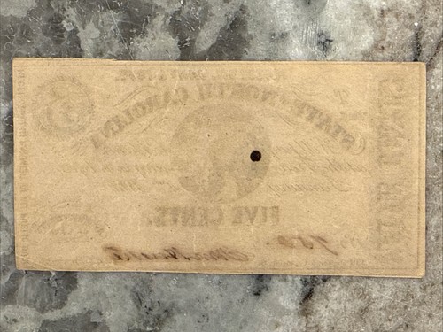About Uncirculated 1863 Civil War Era North Carolina 5 cent note - Picture 5 of 6