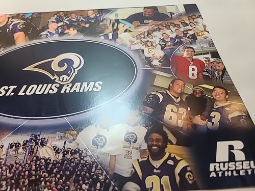 Poster St. Louis Rams NFL Team Vintage Russell Athletic 12" x 18" - Foto 6 di 22