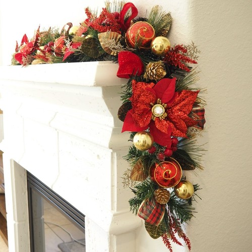 Guirnalda de Pascua Roja - Guirnalda Decorada Artesanal de Navidad - Imagen 3 de 3