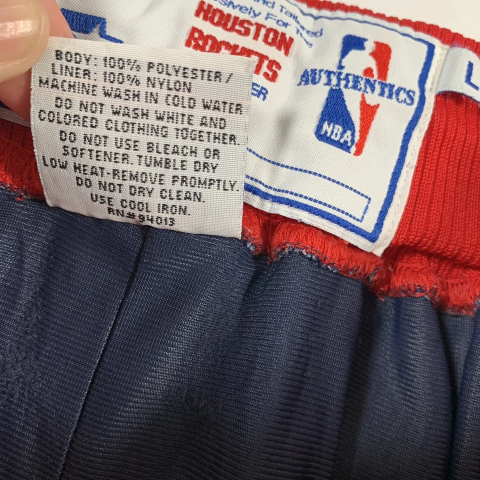 复古 90 年代休斯顿火箭队 初学者 正品 NBA 短裤 男式 大号 条纹 网眼布 — 第 4/4 张图片