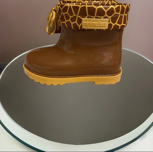 Girls NWB Mini Melissa Rain boots Leopard Flats Brown & Golden Yellow 10 M - Picture 5 of 12
