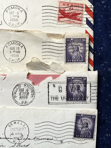 Collection Of Over 35 1956 RARE Purple Lady Liberty 3¢ Postage Stamp Used - 第 9/18 張圖片