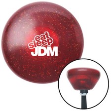 White Eat Sleep Jdm Text Red Retro Metal Flake Shift Knob W M16x1.5 Insert