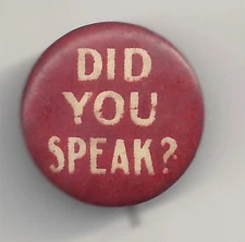 Vintage Obak Cigarettes Slogan Pin ~ DID YOU SPEAK?