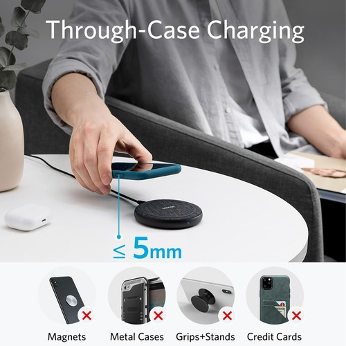 Anker PowerWave II 15W Qi Wireless Charging Pad w/ Wall Charger - Picture 6 of 8