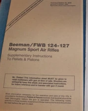 Beeman Feinwerkbau FWB-124 127 Magnum Air Rifles Owner's Instruction Manual 1986