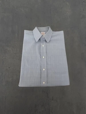 Chemise Brooks Brothers Bleu Clair Carreaux Regular Fit 15½-34/35 Coton M (e16) - Photo 1/4