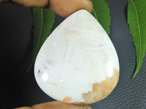 Natural Pink Scolocite Pear Shape Cabcohon Loose Gemstone 120Cts. 41X49X09MM U23 - Picture 3 of 9