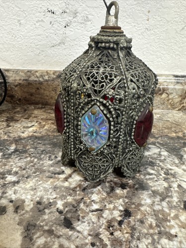 Vintage Gothic Tulip Spelter Lamp Shade Light Metal - Picture 2 of 11