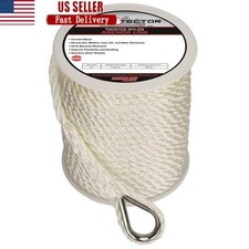 3/8 Inch Twisted Nylon Anchor Line W/ Stainless Steel Thimble 3350 lbs Strength