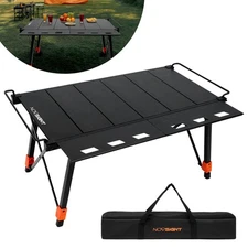 NOVSIGHT Portable Camping Table Adjust Height Folding BBQ Roll Up Tabletop w/Bag