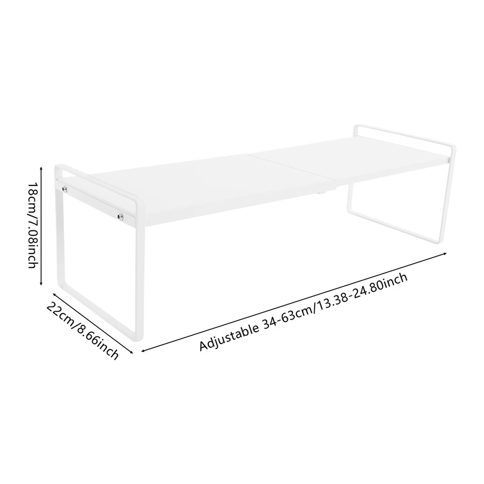 Teleskop-Schrankeinsatz, Ausziehbar von 34-63cm, Belastbar bis 10 kg, Weiß - Immagine 2 di 4