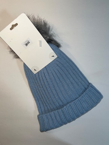 Calvin Klein Damen hellblau Kunstfell Bommel Mütze und Flip-Top Handschuhe - Bild 5 von 5