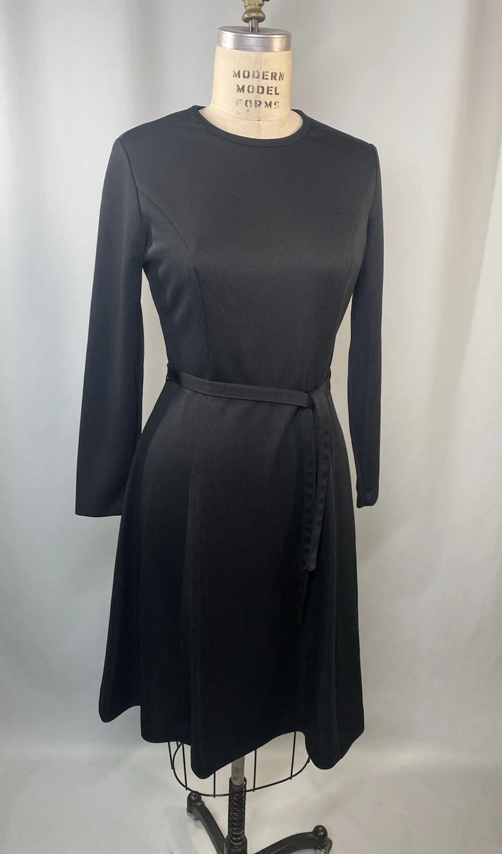 70s black dress fashion 1970s Black Satin Long Dress With 30s-style Seaming & Open Back - Climax by Karen Okada for David Howard S - VFG Member
