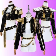 Kpop Demon Hunter Girls Group Black Gold Costume Set - Demon Hunter - Halloween