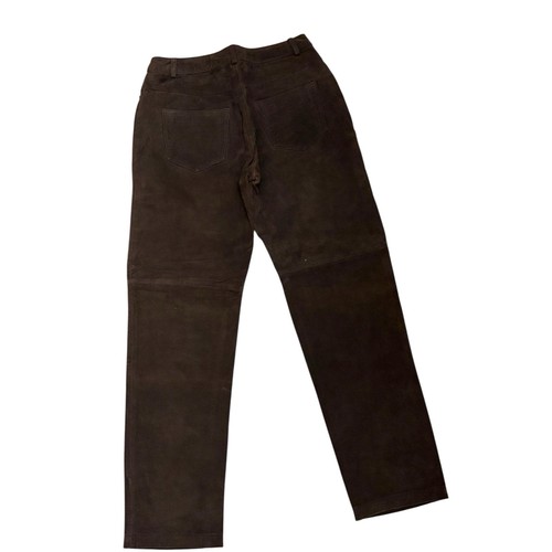 Bagatelle braune Echtleder Wildleder Hose Damen 2 Petite Straight Leg Western - Bild 2 von 6