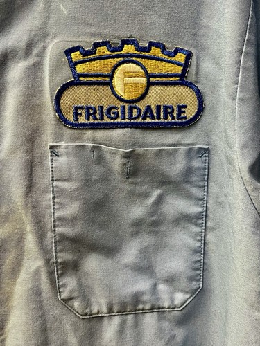 CAMISA DE TRABAJO UNIFORME AZUL XL VINTAGE con PARCHE DE CORONA FRIGIDAIRE F PARCHES CON NOMBRE DE DON - Imagen 3 de 5