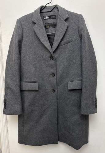 Zara Manteco Wollmischung Trenchcoat Pea Coat - Größe M - grau NEUWERTIG! - Bild 2 von 5