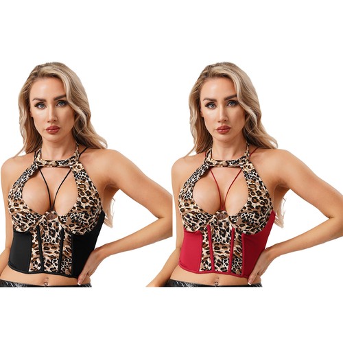 Canotta donna canottiera party crop top reggicalze elasticizzata cropped gilet scavato - Foto 4 di 36