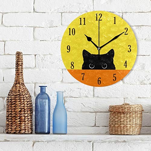 Cat Pattern Silent Round Wall Clock Decorative, Battery Operated Pattern 1 - Picture 3 of 7