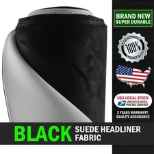 Suede Headliner Fabric Foam Back Black 60"W Roof Liner Upholstery Repair Replace