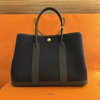 Hermes Garden Party 30 Toile Militaire/Negonda Blue Indigo New Full Set Rechnung