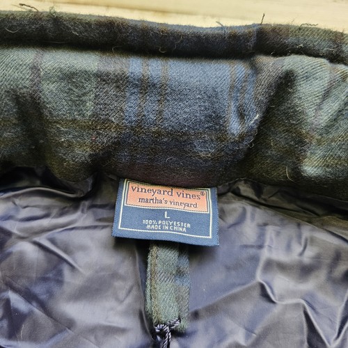 NEU Vineyard Vines Daunen gefütterte Weste Jacke blau grün kariert durchgehender Reißverschluss Herren L - Bild 2 von 7