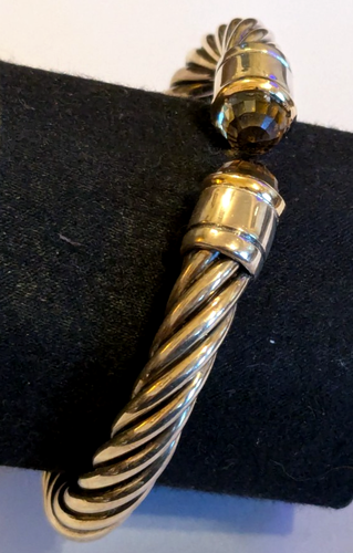 TH Sterling silver & 18ct gold hinged torque bangle with citrine stones 28.2 gms - Picture 8 of 10