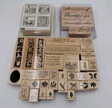 Lot of 40 Stampin Up Wood Mounted Stamps New and Used Condition