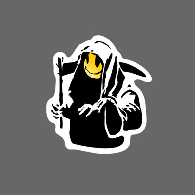 Banksy Sticker Decal vinyl graffiti street art car death happy face grim reaper