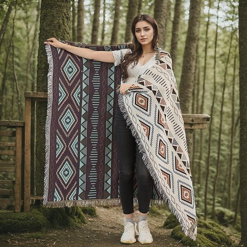 Lqprom Southwest Throw Blankets Aztec Southwest Throws Cover for Couch Chair Sof - Picture 12 of 12
