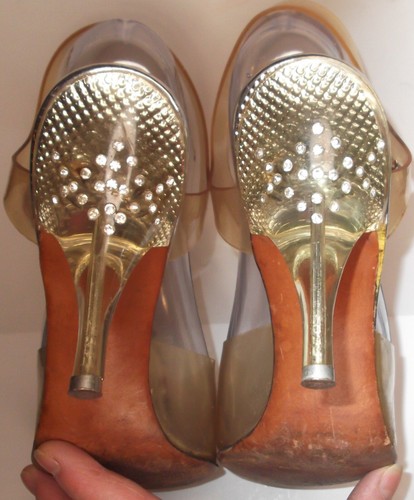 Vintage 1950s Clear Lucite Rhinestone Heels Originals by Jacqueline Size 7.5N-8N - Picture 10 of 11