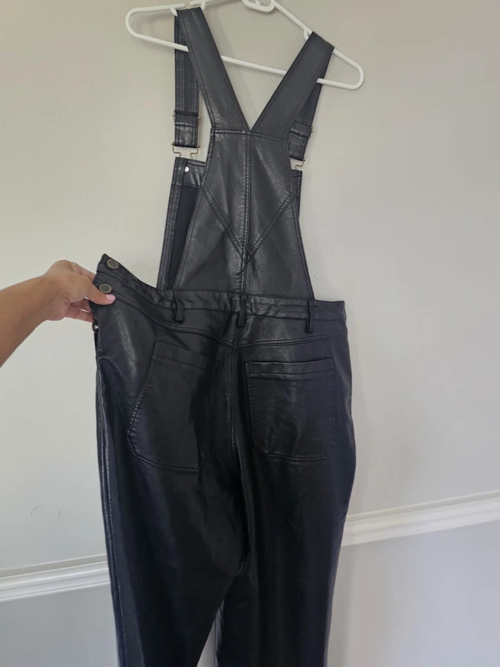 Mono AVEC Les FILLES Talla L Mujer Negro Imitación Cuero Pierna Acampanada Vegano Foto 4 de 4