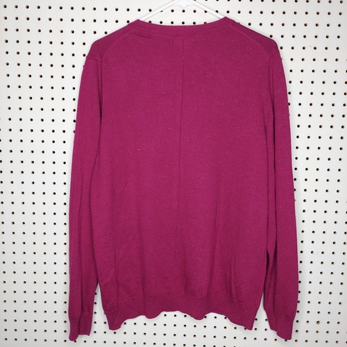 Nicole Miller Button Cardigan Women XXL Stretch Burgundy Sparkle Knit Preppy - Picture 2 of 5