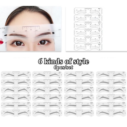 6pairs Eyebrow Stencils Grooming Shaper Kit Brow Template Makeup Reusable Tools - Picture 3 of 15