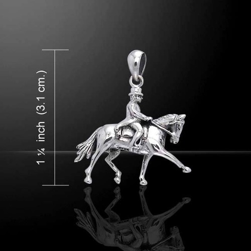 Horse Dressage Equestrian 925 Sterling Silver Pendant Fine Sport Jewelry - Imagen 3 de 3