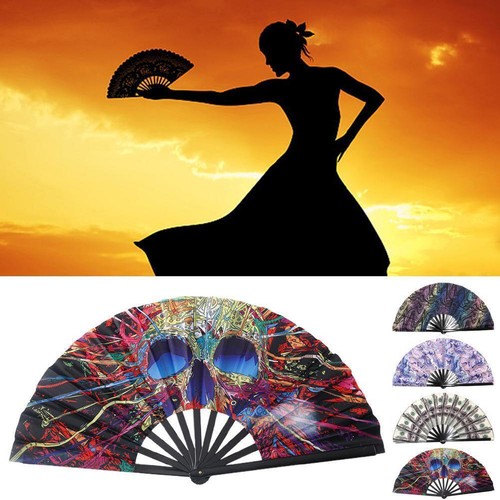33cm Reflective Folding Fan Reflective Kung Fu Fan Stage Performance H3M2 G I8H4 - Picture 2 of 14