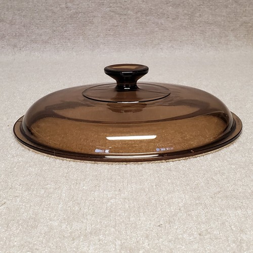 Pyrex 10 inch Glass Replacement Lid Only Brown Round Visions Ware