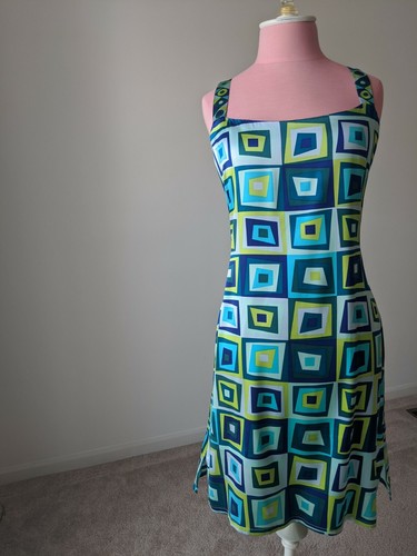 Vestido Novia de Silversilk Geométrico Azul Agua Talla L SEDA Suave y Satinado - Imagen 3 de 12