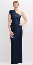 Alfred Sung Midnight Blue Flower One-Shoulder Column Gown $239 New D850 Size 14
