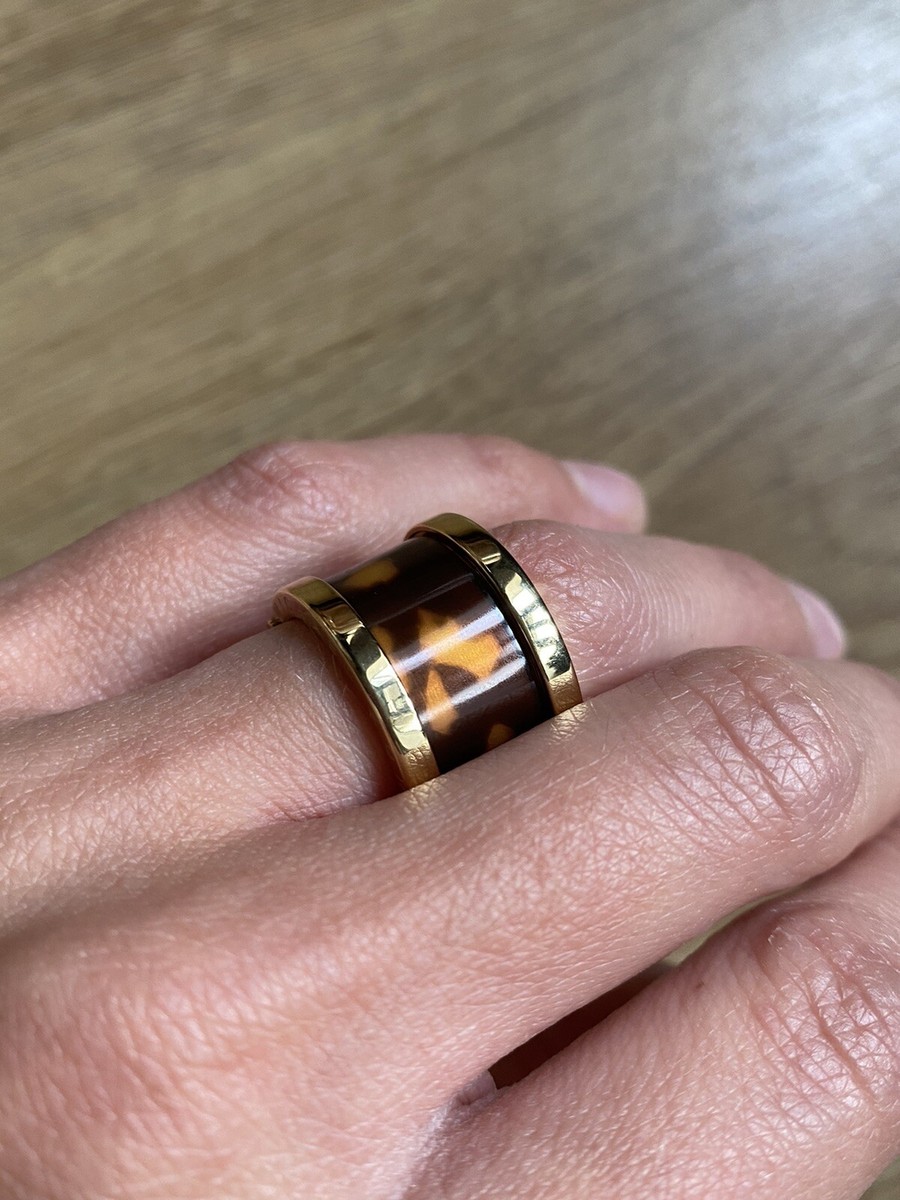 Michael Kors Ladies Yellow Gold Tortoiseshell Fashion Ring UK Size M