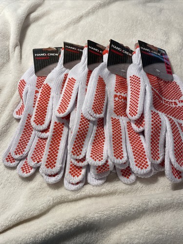 5 Pairs Hand Crew Power Dots Knit Gloves Unisex Poly/Viscose Multi Use Red Dots - Picture 10 of 13