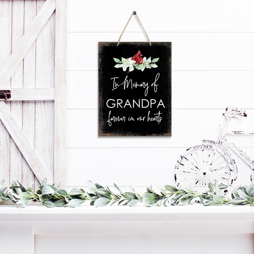 Memorial Hanging Gift Ribbon Sign for Loss of Loved One 12x15 -Memory of Grandpa - Picture 9 of 18