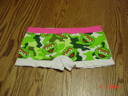 Junior Womens Sesame Street Oscar The Grouch Boyshort Panties Underwear - Picture 2 of 2