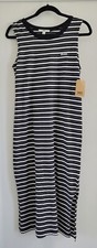 Vans Women Mini Check Cotton Midi Dress Sz S Black White Stripe Slit NWT Skater