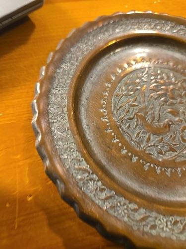 Vintage Copper/brass Plate Dish Wall Decorative 6 inches - Picture 8 of 9