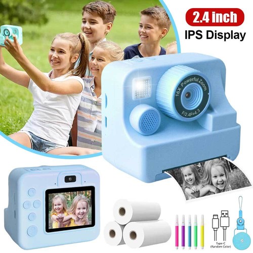 Instant Print Camera Printing Kids Camera HD Digital Cam For Kids w/3 roll Paper - Picture 2 of 13