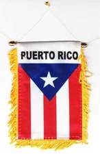 PUERTO RICO MINI BANNER FLAG GREAT FOR CAR & HOME WINDOW MIRROR HANGING 2 SIDED