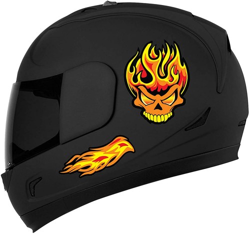 Set 6 Vinyl Aufkleber Sticker Feuer Flammen Totenkopf Tuning Auto Car Bike Helm Moto - Bild 5 von 7